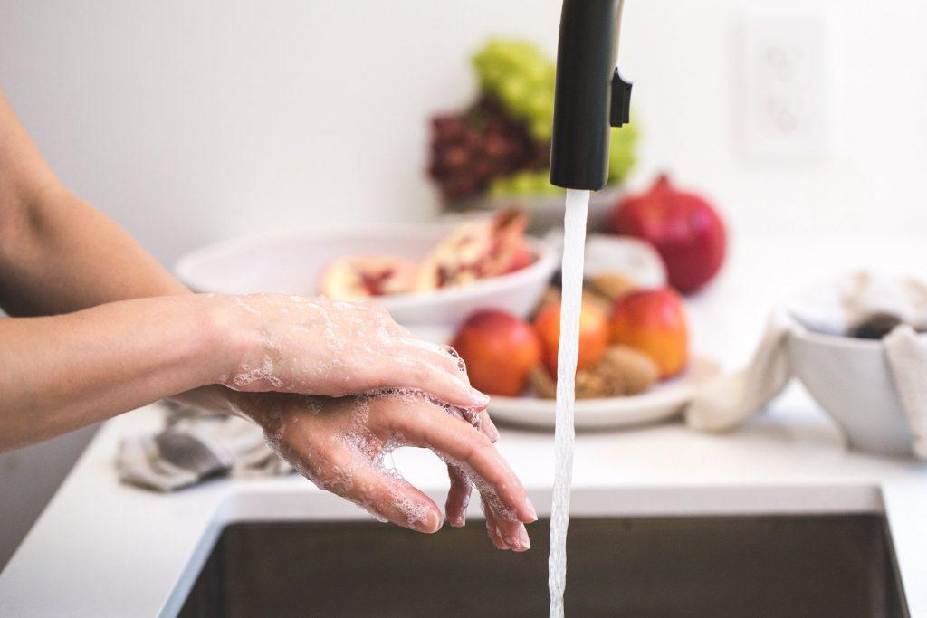 washing hands with soap